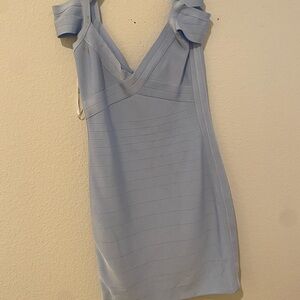 Herve Leger Light Blue Mini Dress